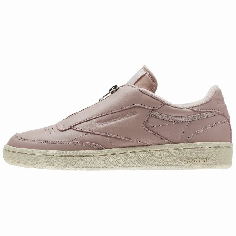 Reebok Club C 85 Zip Tenisky Damske - Ruzove/Biele/Strieborne MU9148OL